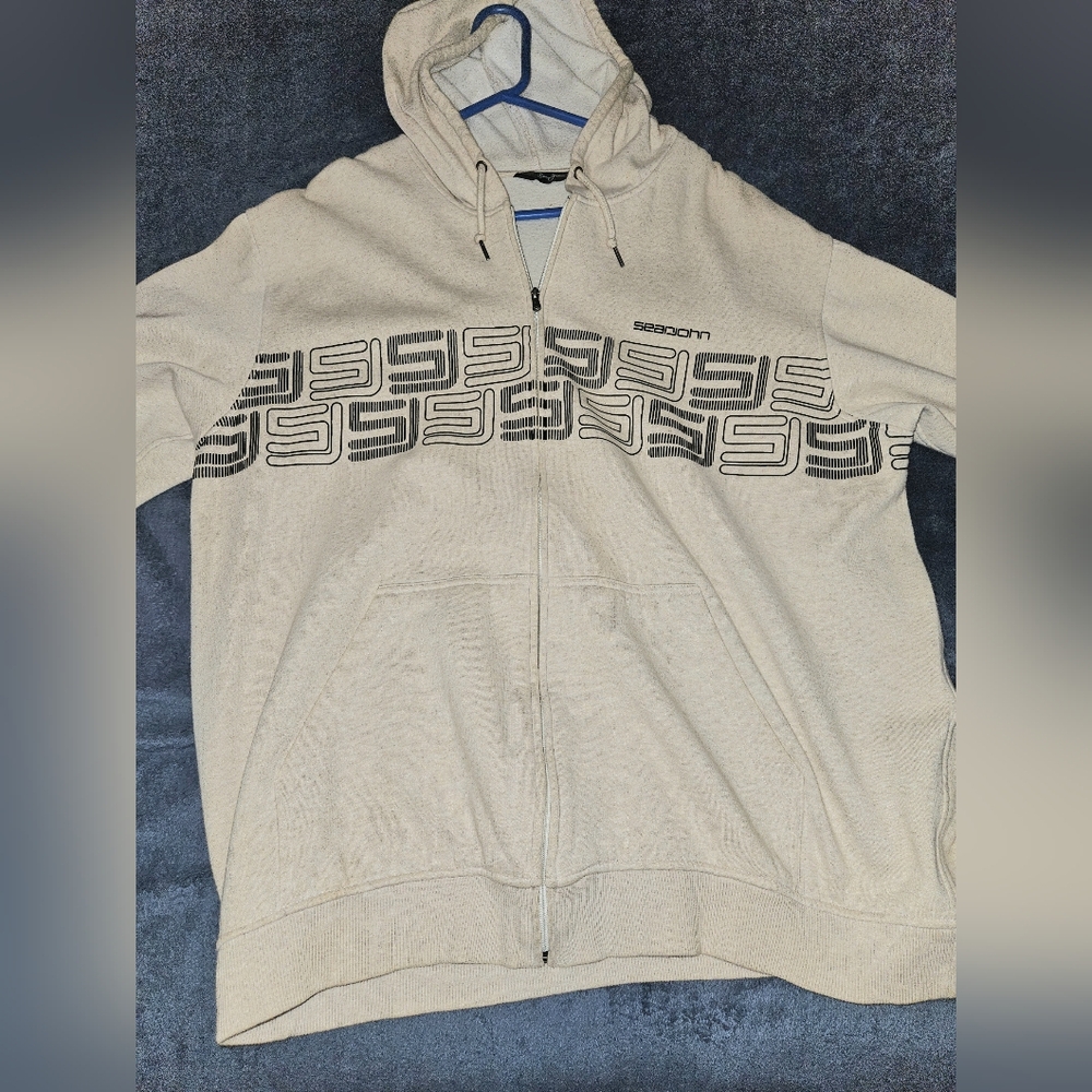 Men's Sean John zip up hoodie, size XXL      color Oatmeal
